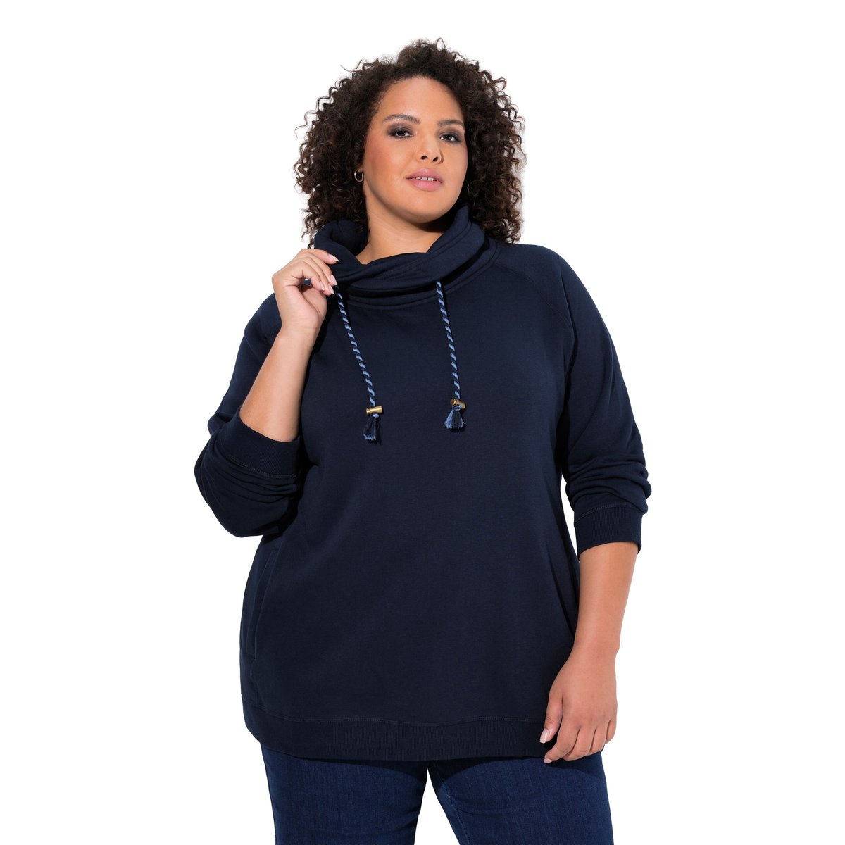 Sweat-shirt à large col montant marine, ULLA POPKEN