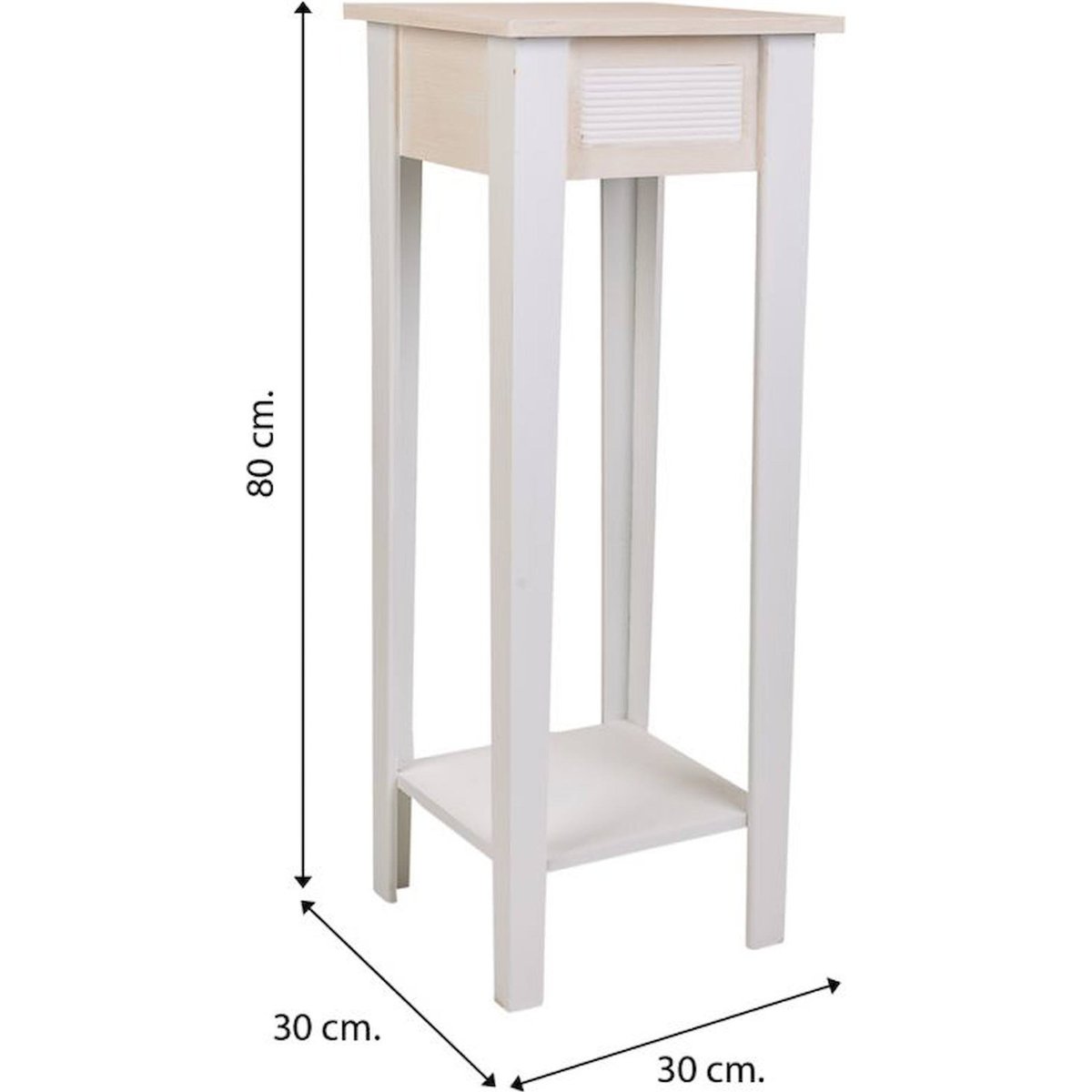 Sellette carrée en bois pour plante d'intérieur blanc effet bois blanchi, RECOLLECTION