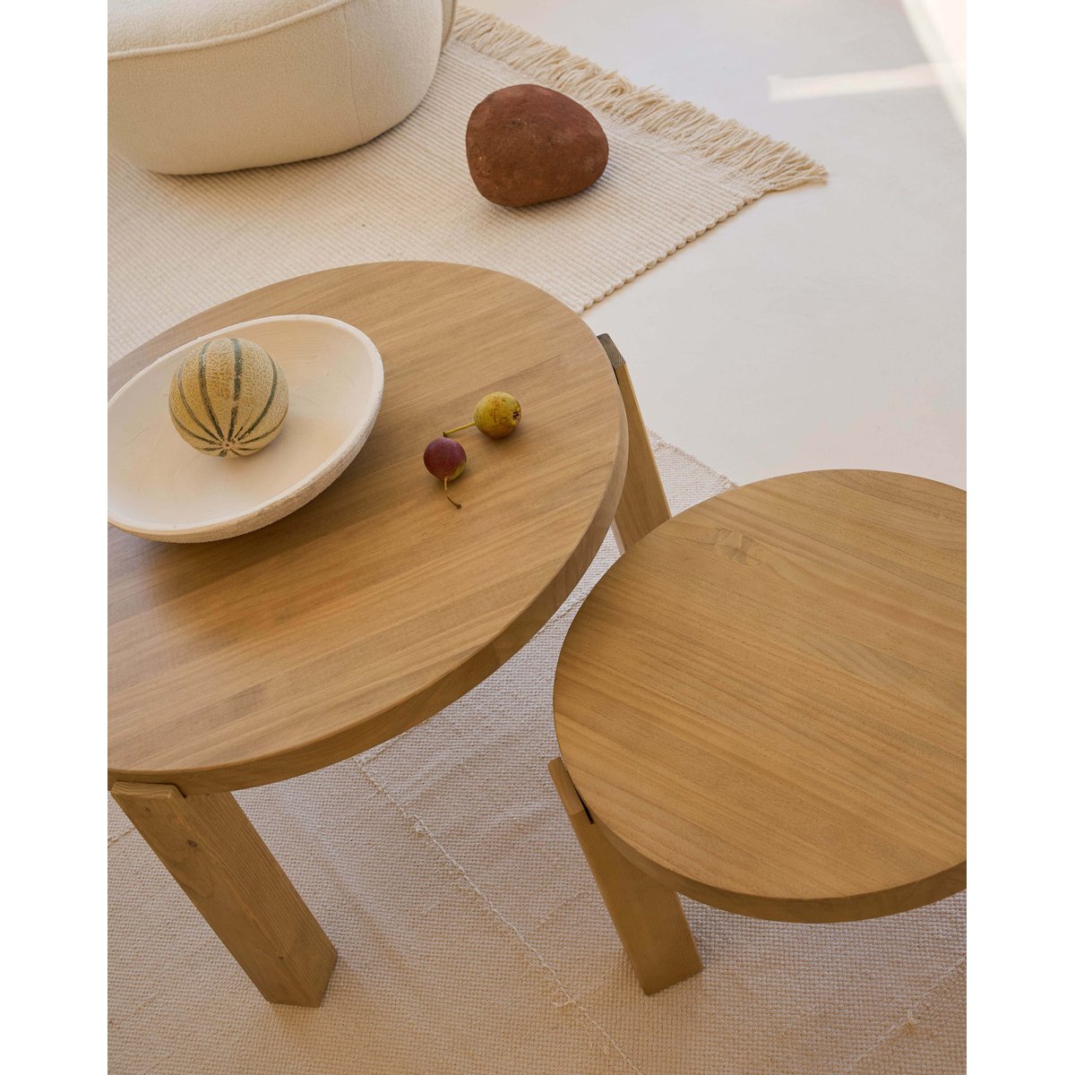 Table basse en bois massif de pin 80x42 cm - MYRE naturel, HANNUN