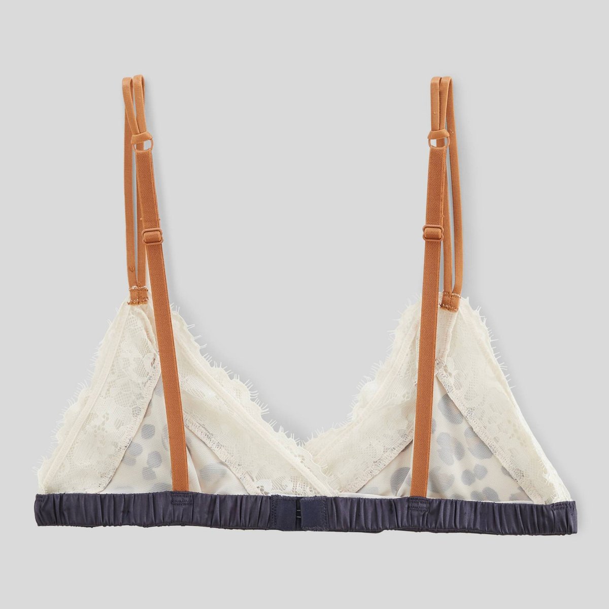 Soutien-gorge triangle ZOE en microfibre imprimée et dentelle ecru, MONOPRIX