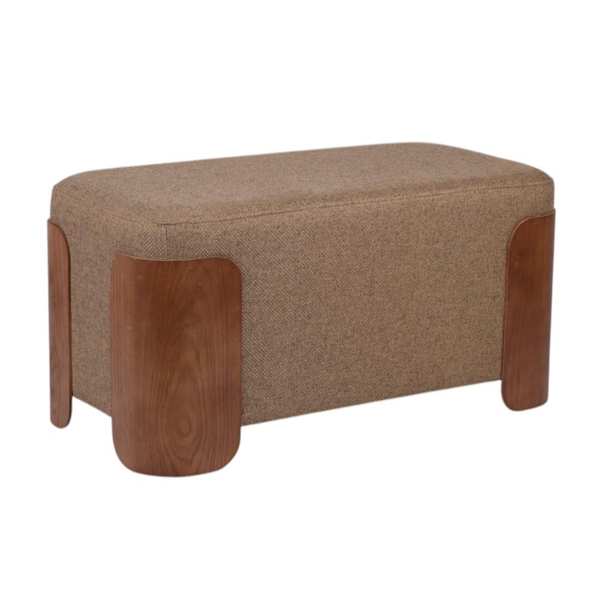 Banc en tissu et bois L80 cm Aubépine marron, AMADEUS