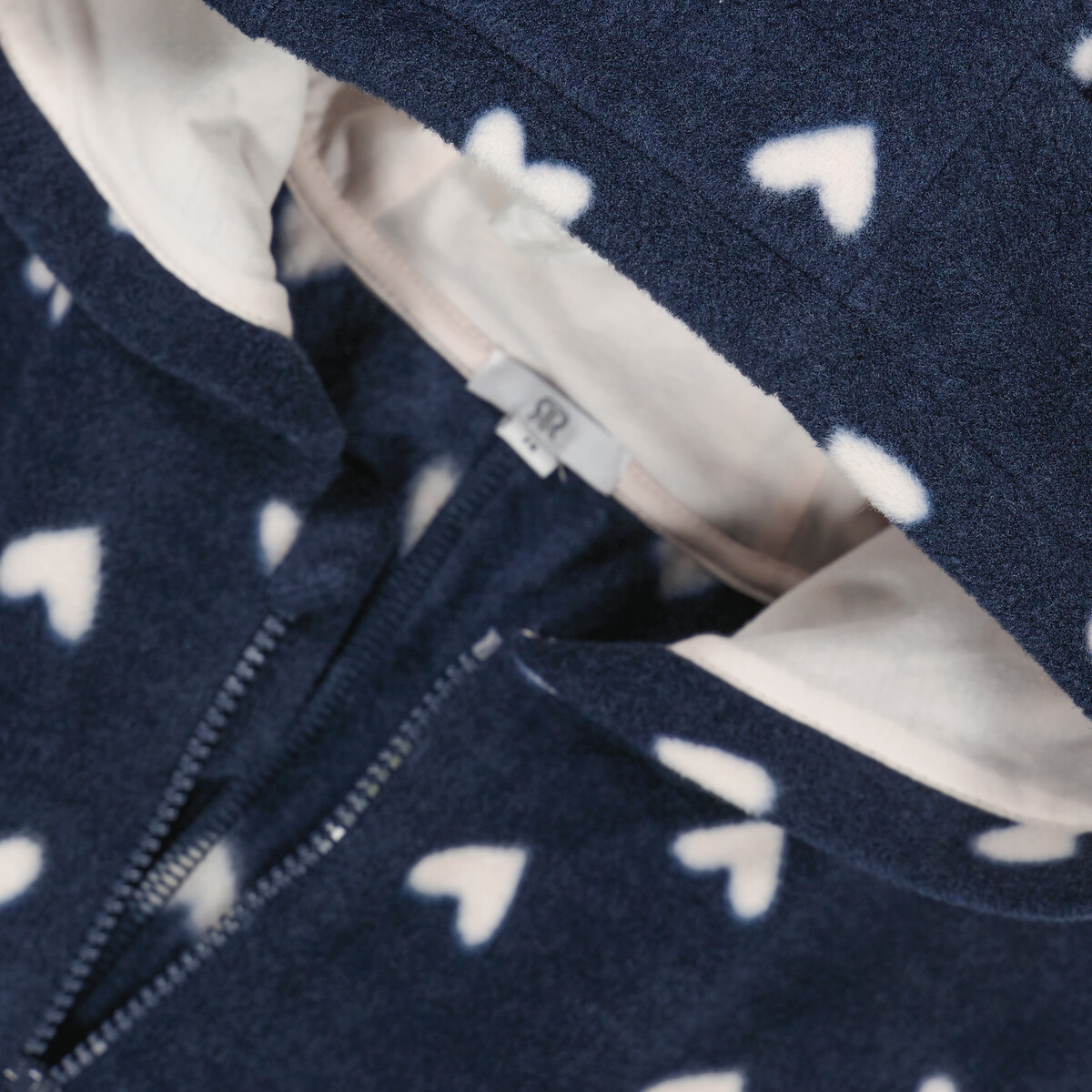 Surpyjama à capuche polaire, imprimé coeurs bleu marine, LA REDOUTE COLLECTIONS