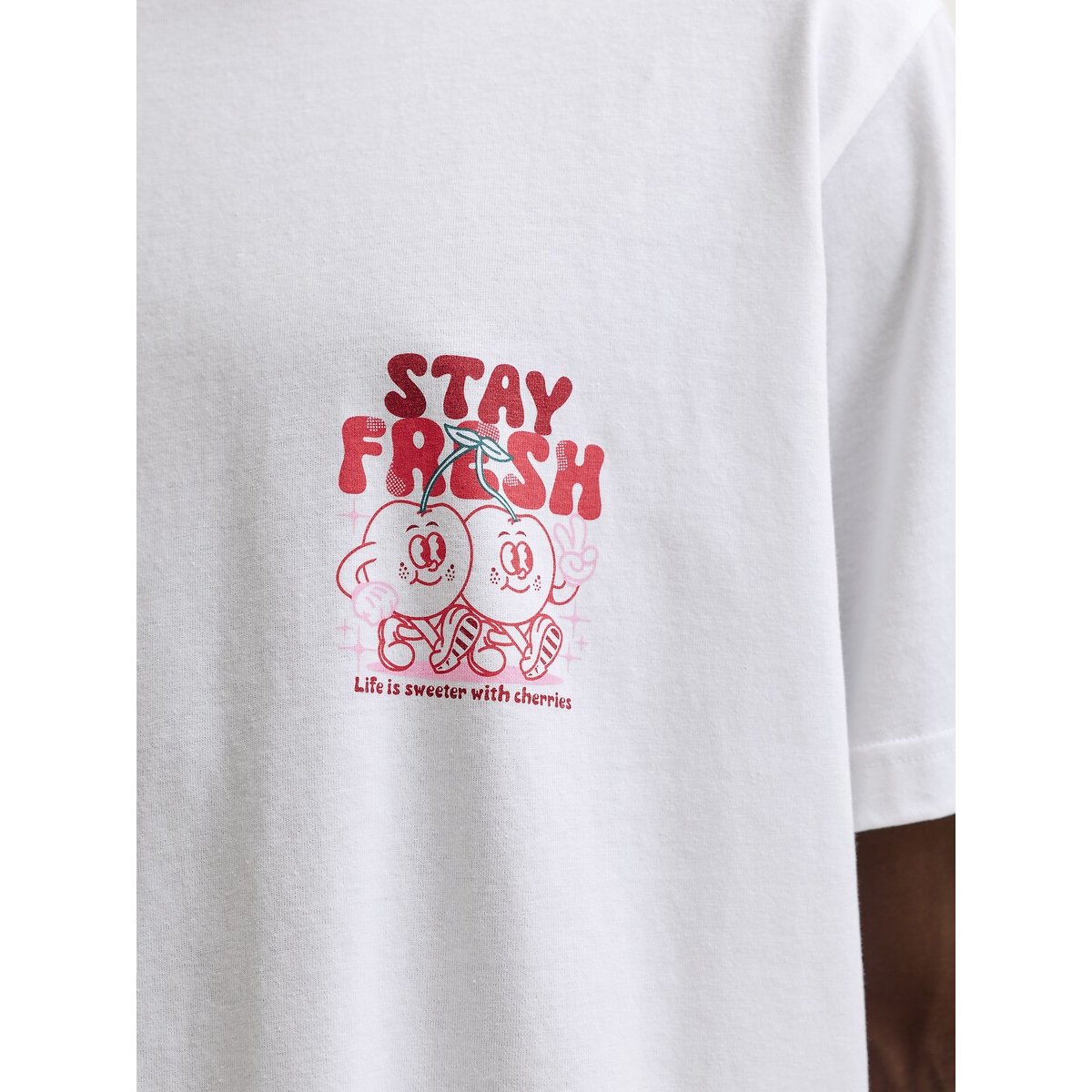 T-shirt gráfica com logótipo atrás branco/vermelho, JACK & JONES