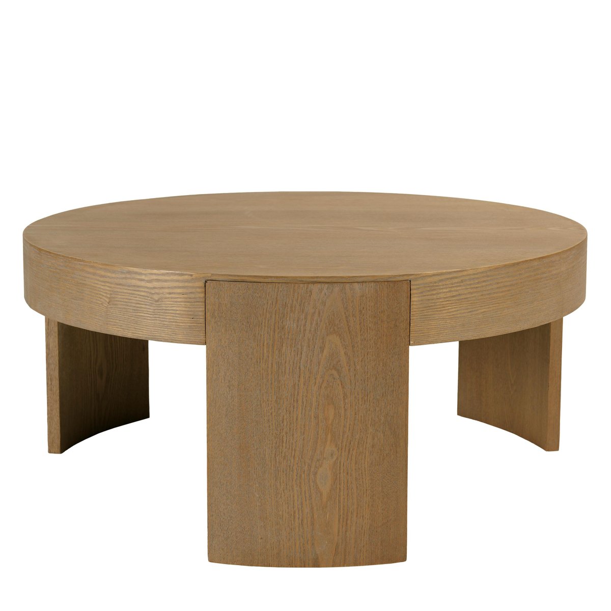 Table basse ronde couleur naturelle design arrondi VELAR bois naturel, PIER IMPORT