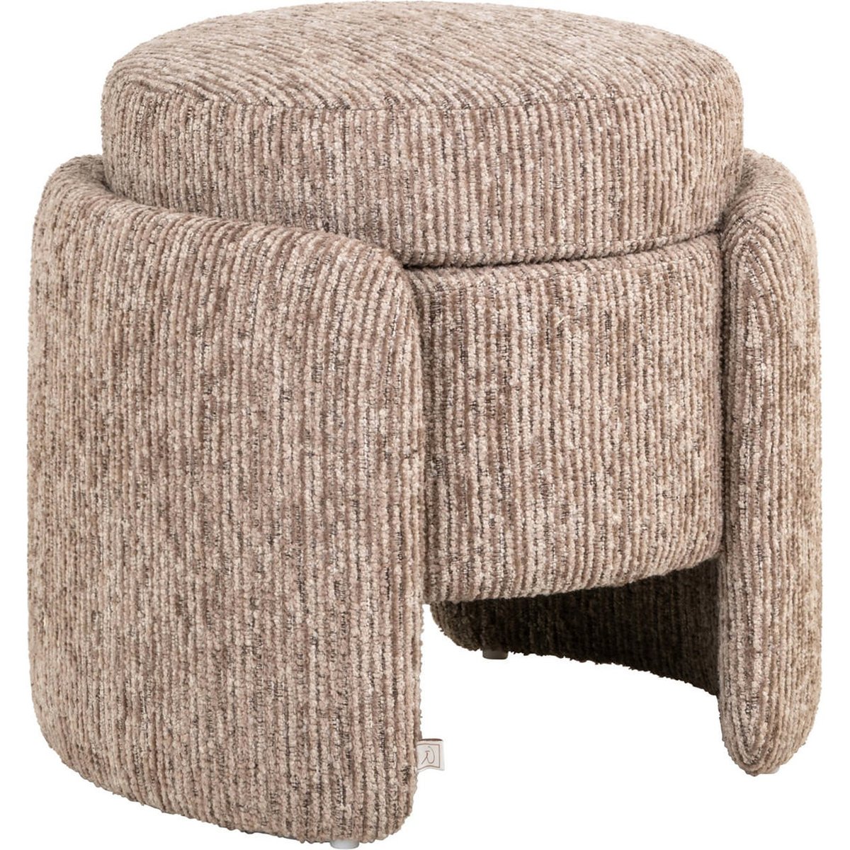 Pouf coffre de rangement en tissu texturé mocca linéaire, RECOLLECTION