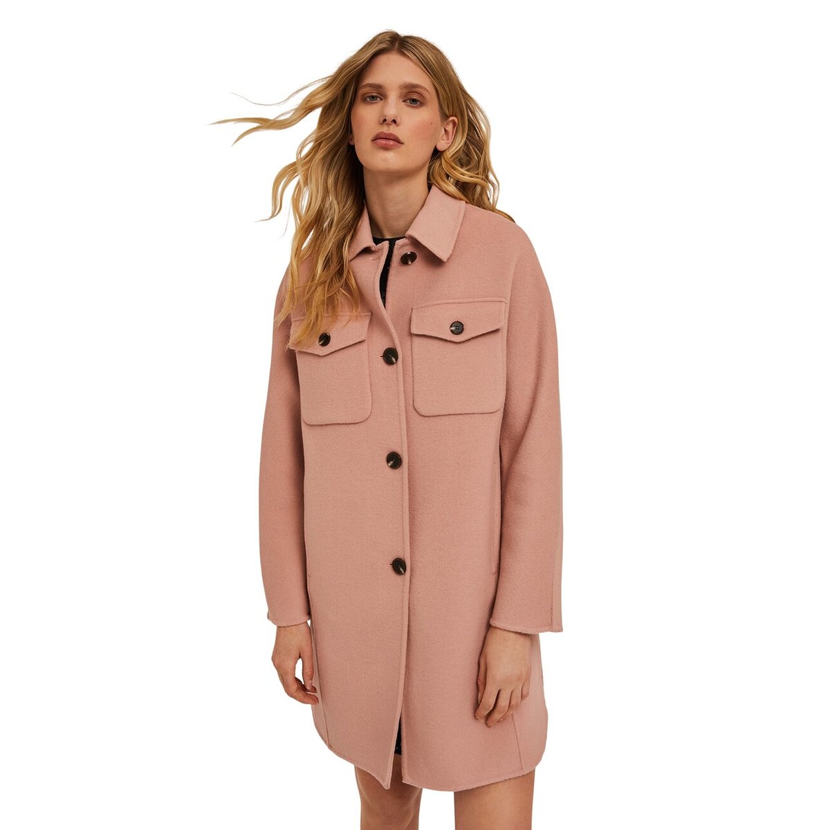 Manteau kimono en laine rose, MOTIVI