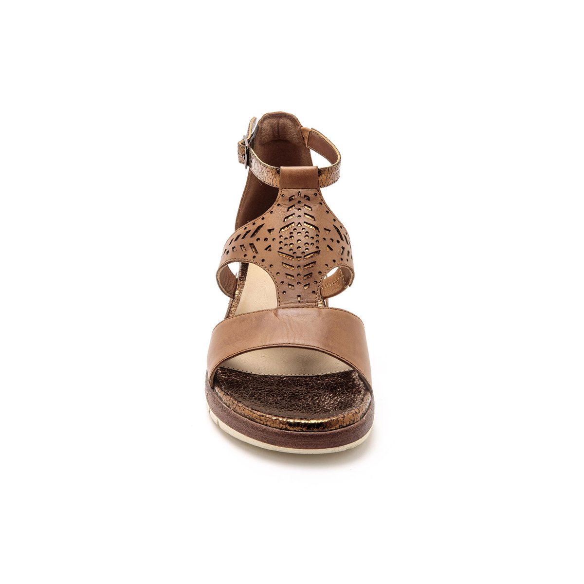 Sandales fantaisie en cuir marron, PEDICONFORT
