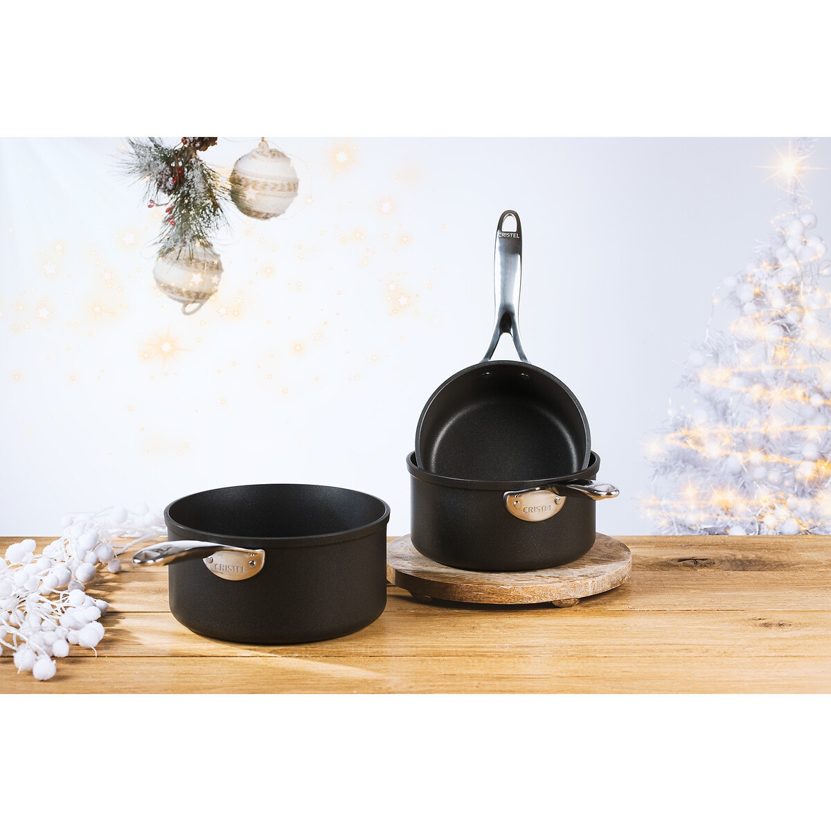 3 casseroles Castel Pro fixe noir, CRISTEL