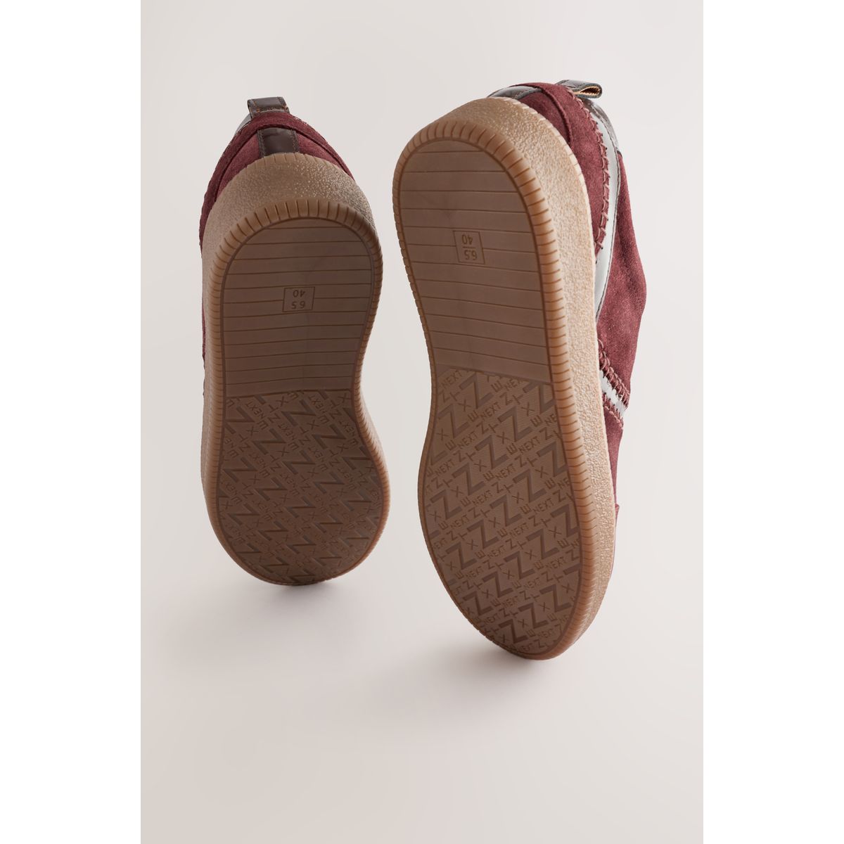 Baskets à lacets en cuir rouge bordeaux, NEXT