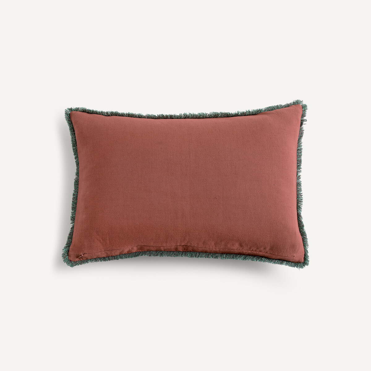 Sorine Embroidered Linen/Cotton Cushion Cover rust/celadon, AM.PM