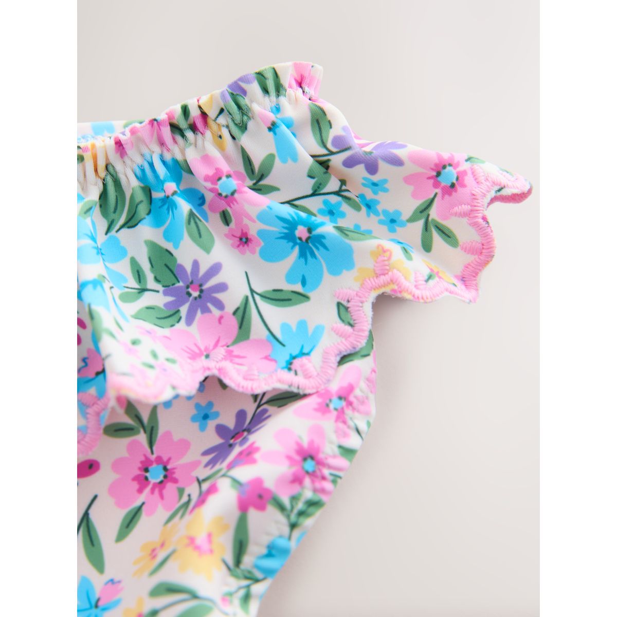 Bikini volanté petits motifs floraux roses et jaunes, NEXT