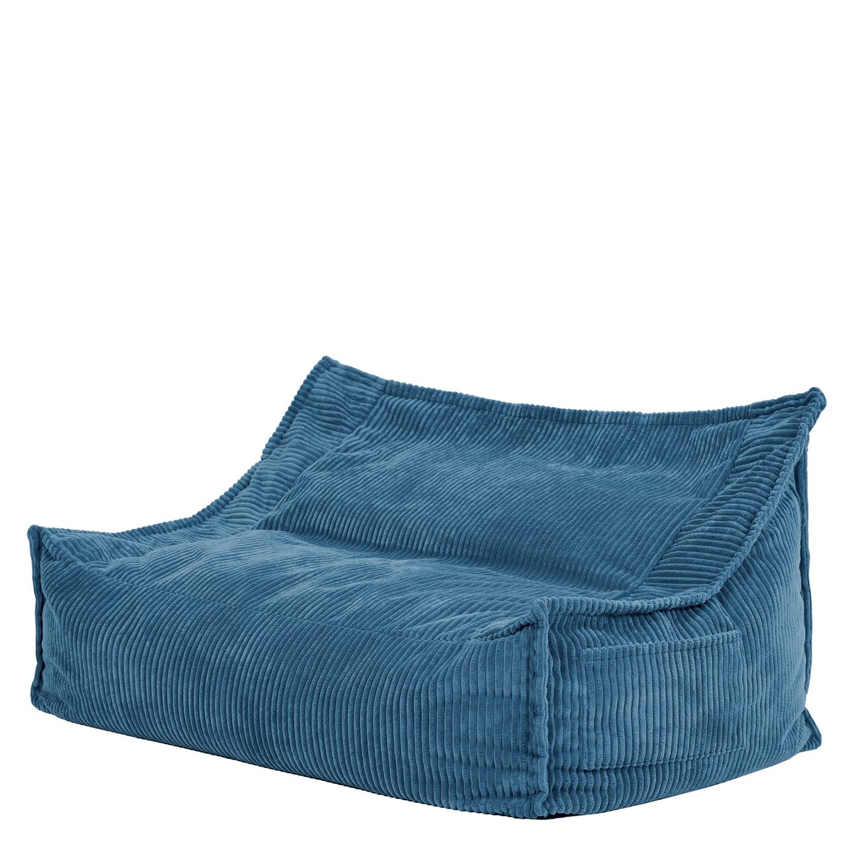 Pouf canapé enfant 2 places en velours côtelé Oeko-Tex® - ALTO bleu jeans, ICON
