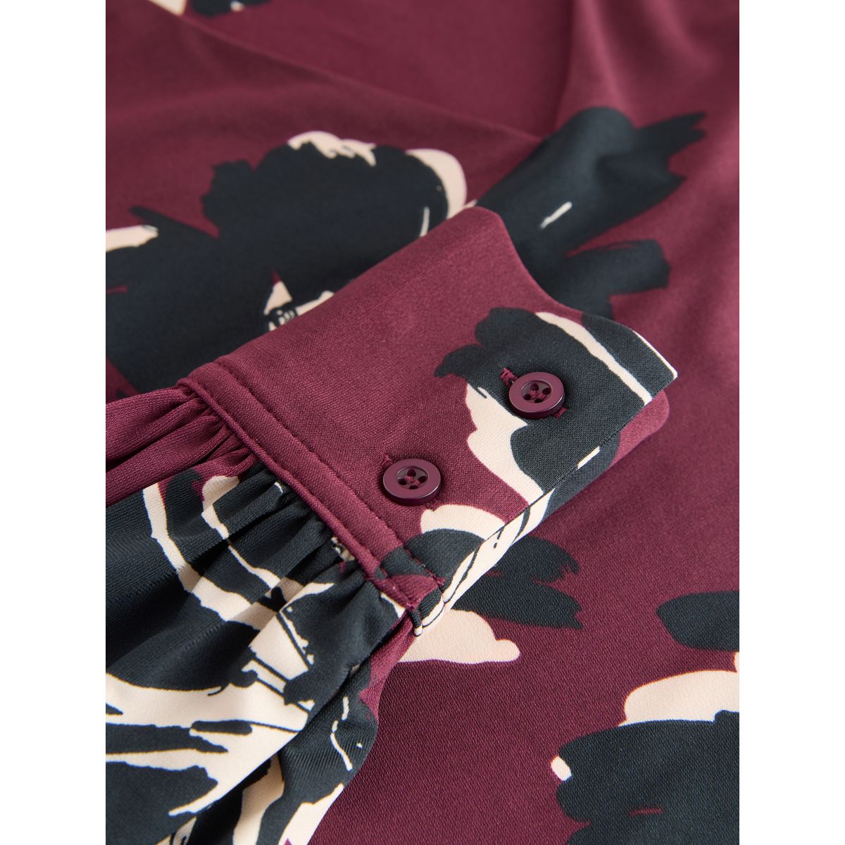 Chemisier en jersey manches longues et col v imprimé floral rouge baie, NEXT