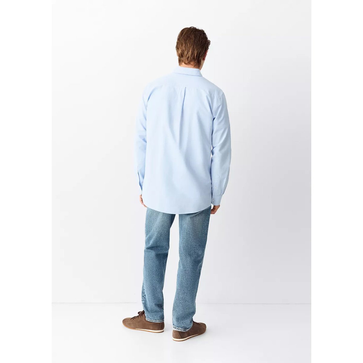 Chemise oxford en coton bleu ciel, MANGO TEEN