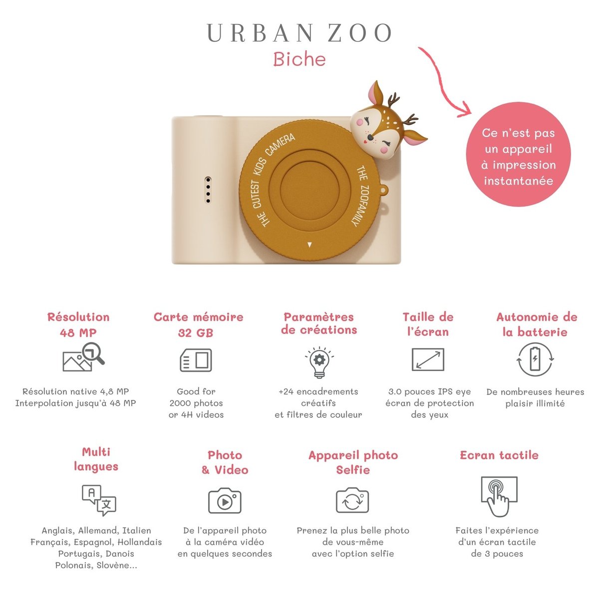 Appareil photo urbain- CERF marron, THE ZOOFAMILY