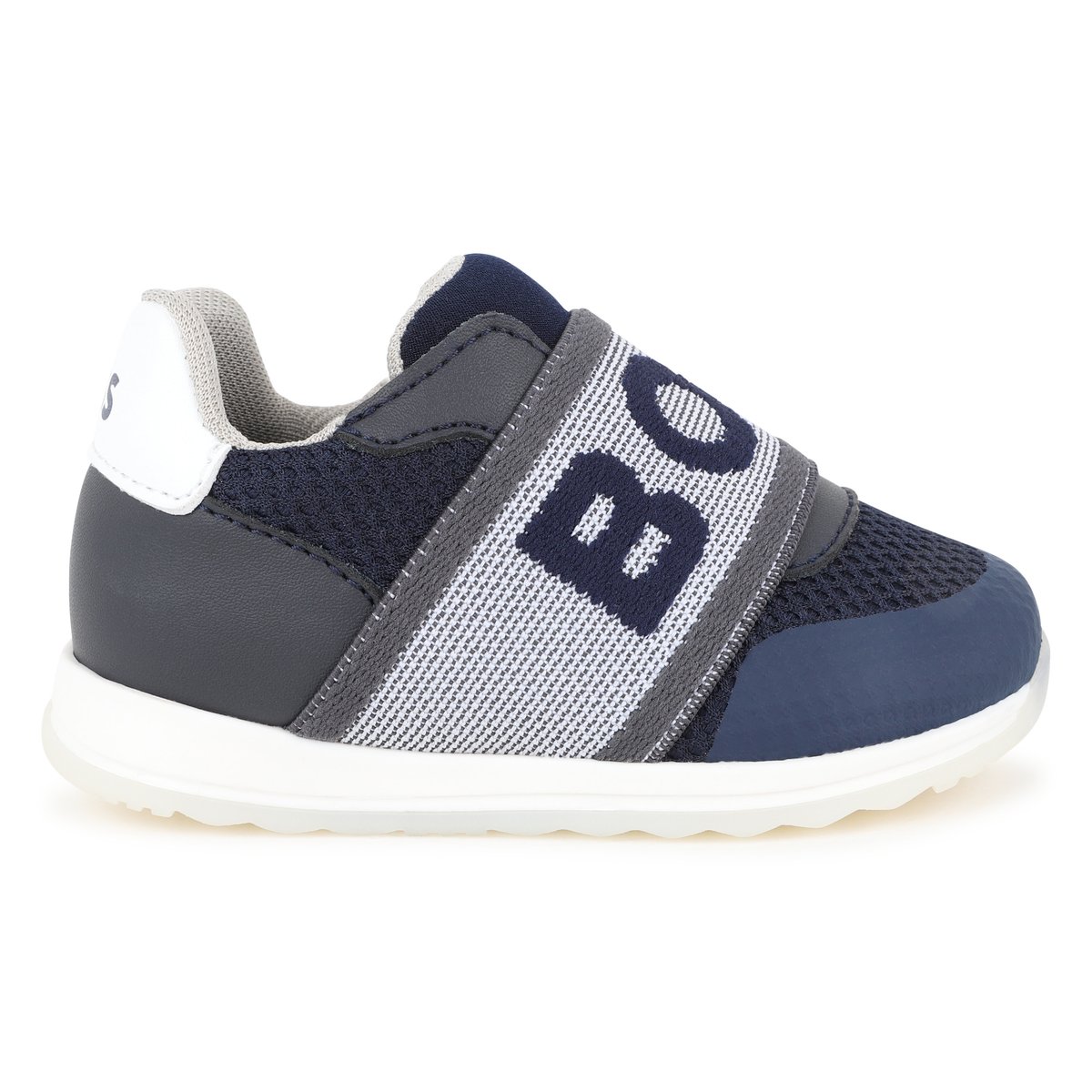 Sneakers con elastico logato bleu cargo, BOSS KIDSWEAR