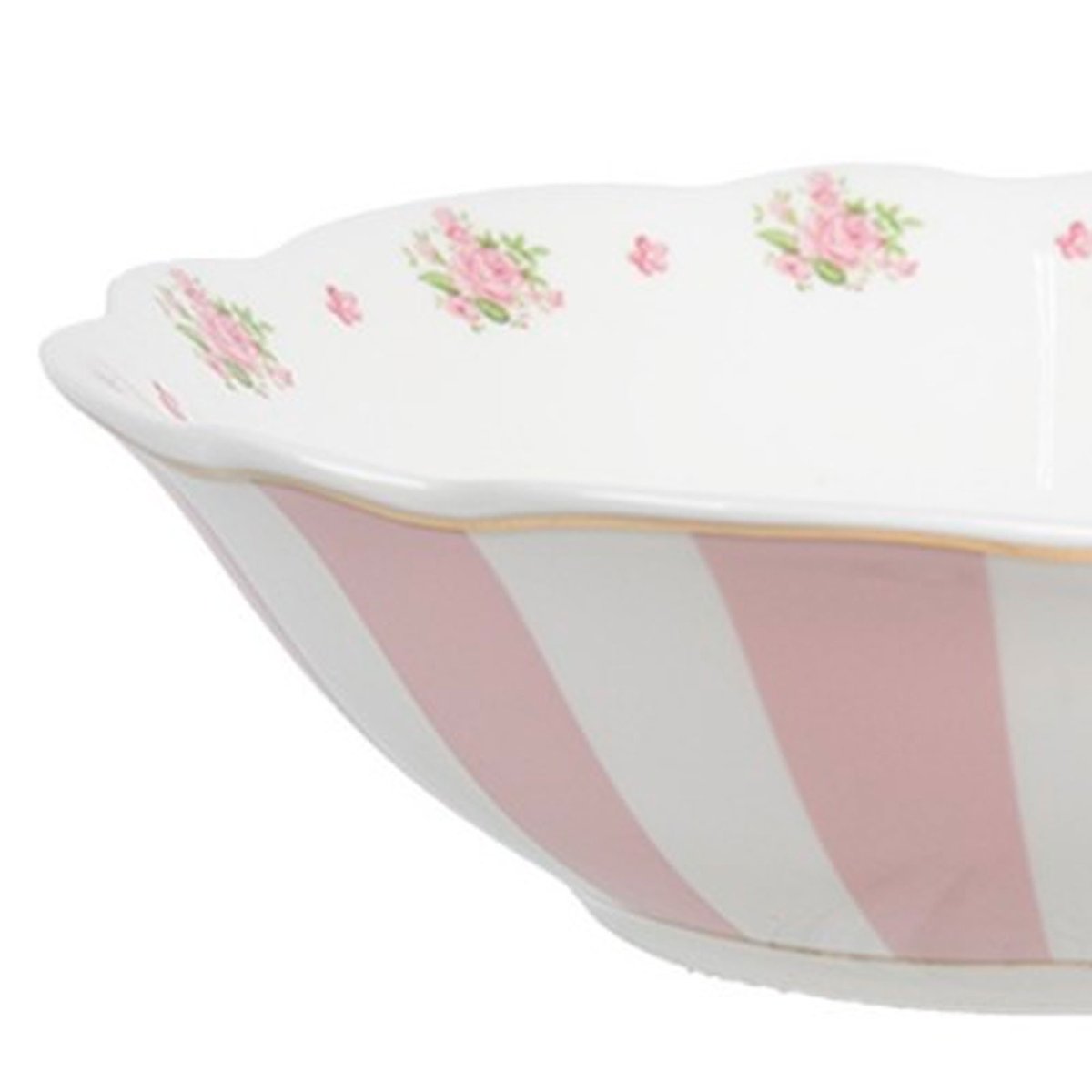 Assiette creuse en porcelaine blanche motif fleuri roses 15x15x5cm rose, WADIGA