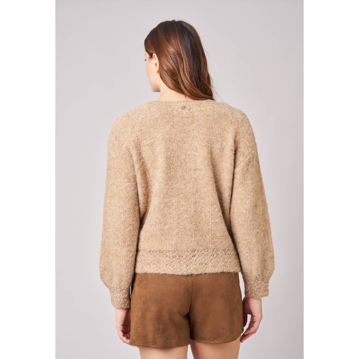 Pull femme maille douce MARCY camel, DEELUXE