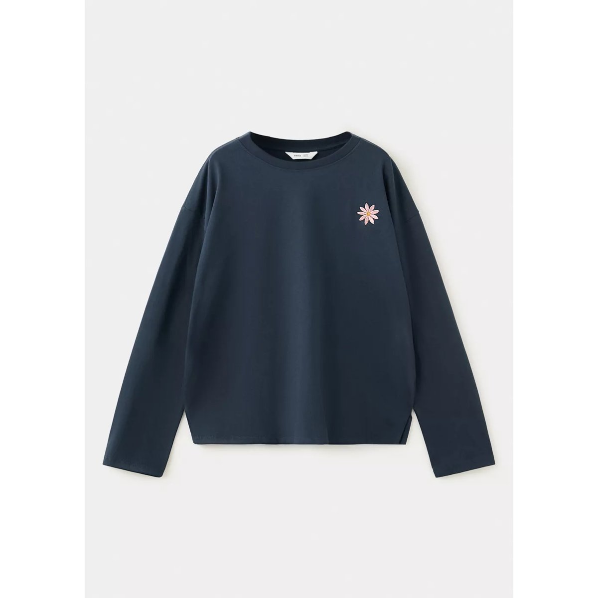 T-shirt fleur brodée bleu marine, MANGO KIDS