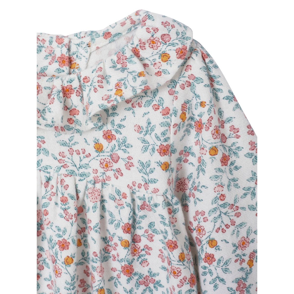 Ensemble naissance robe imprimée à fleurs + collants écru, VERTBAUDET