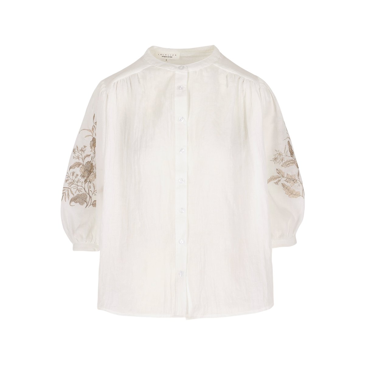 Blouse brodée coupe fluide blanc, LOLALIZA