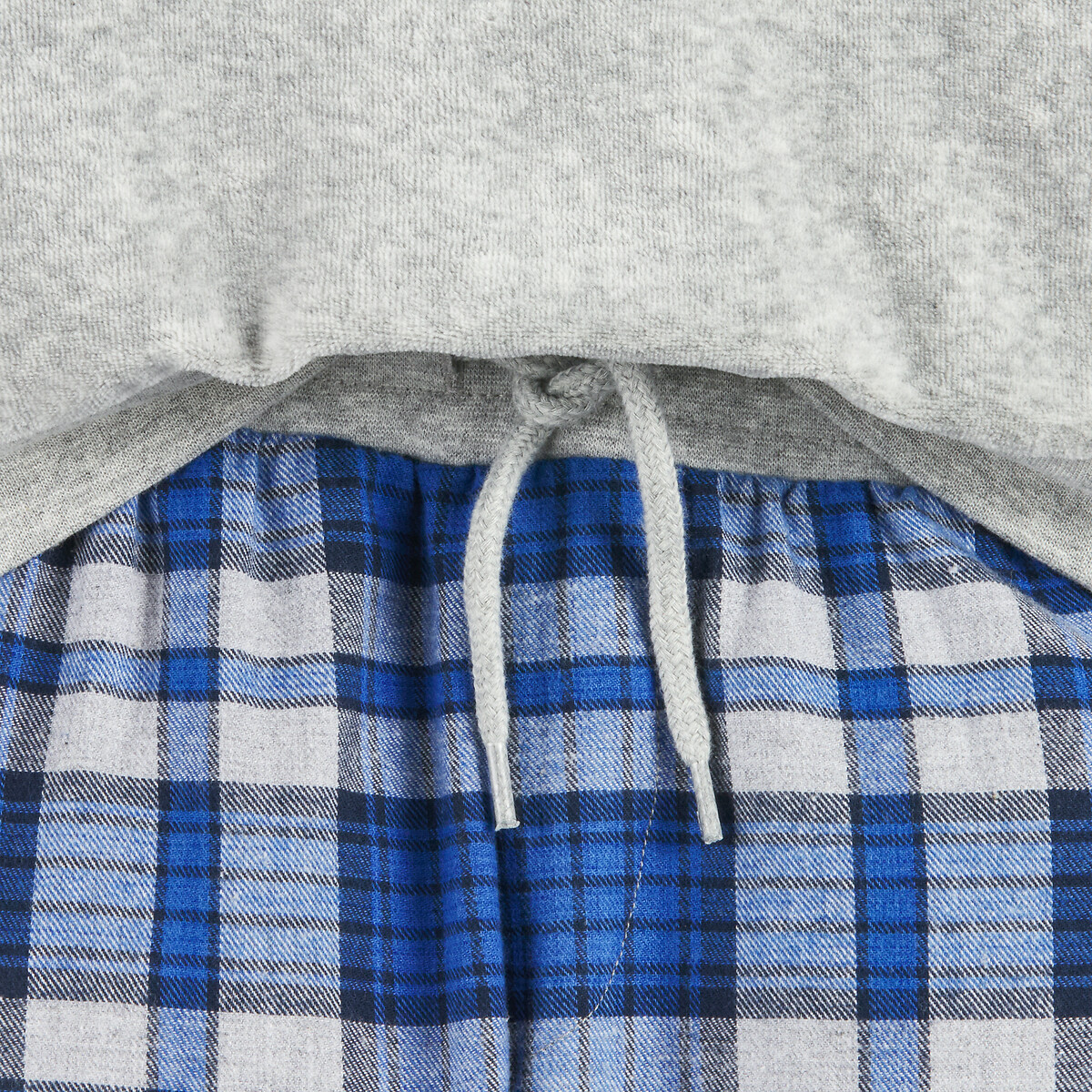 Pyjama à message et pantalon à carreaux gris/bleu marine, LA REDOUTE COLLECTIONS