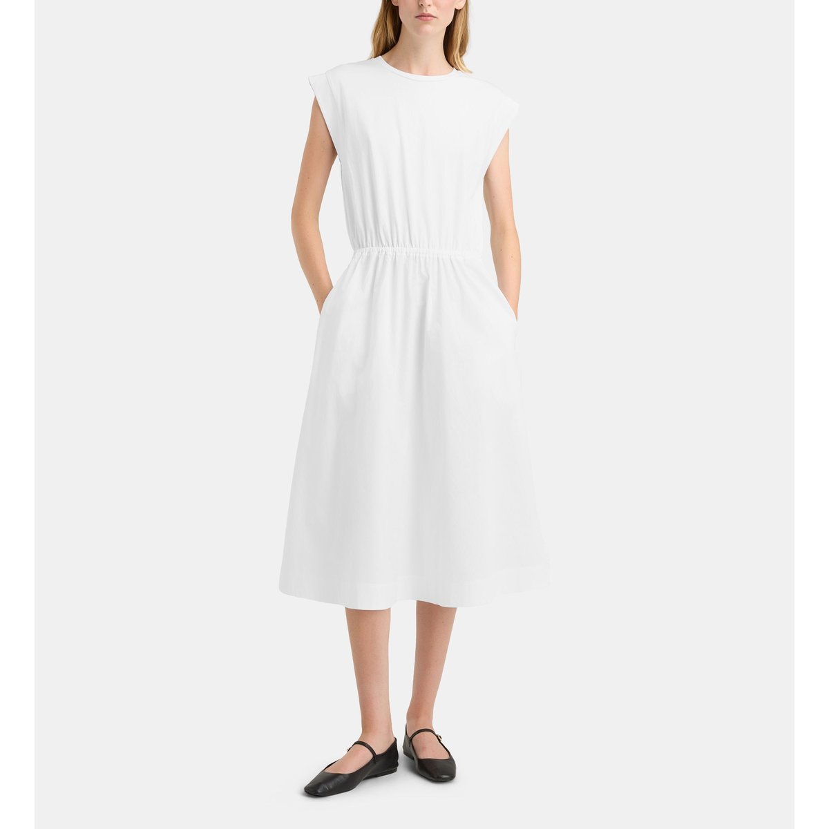 Robe fanion mi longue sans manches coton blanc, GALERIES LAFAYETTE