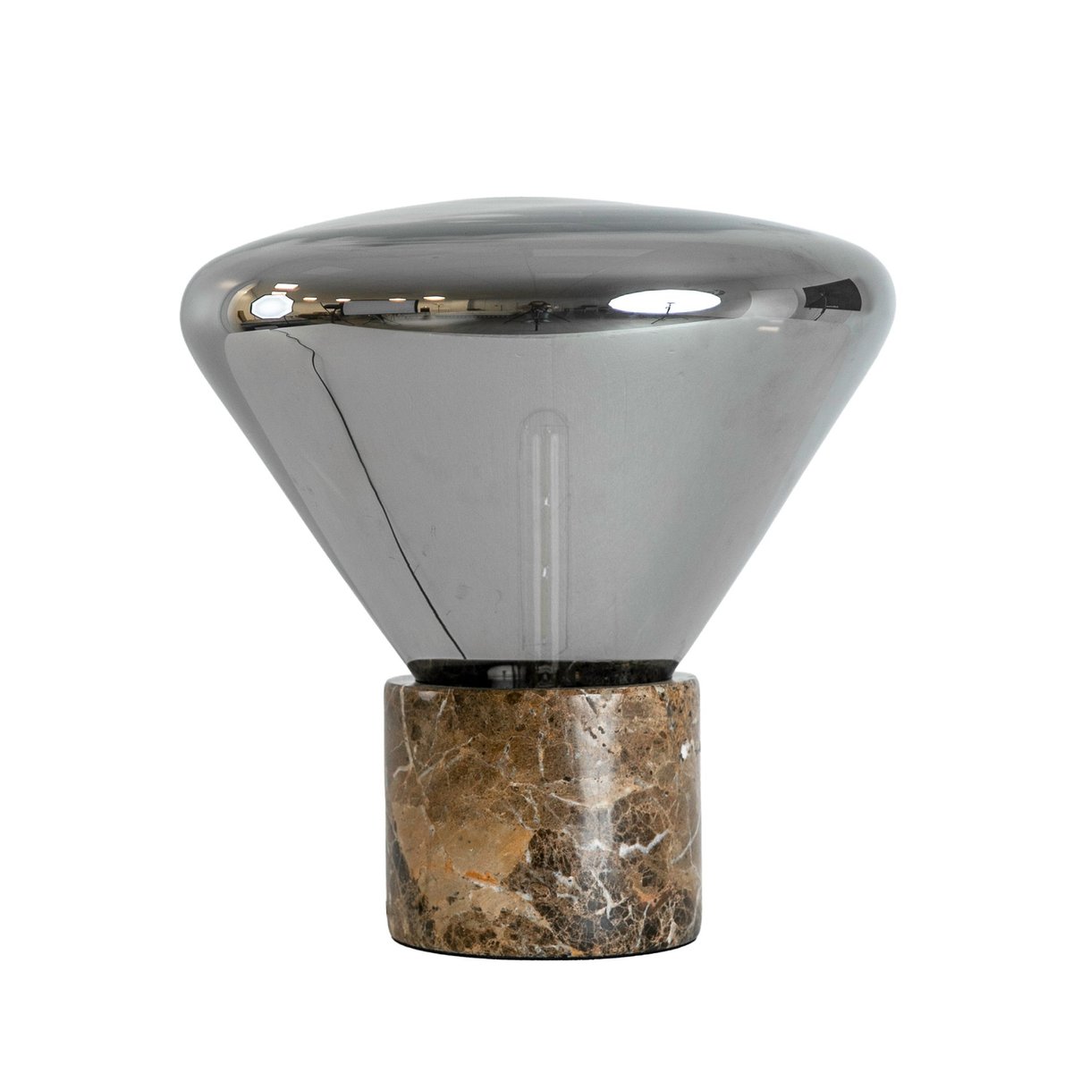 Lampe de table en verre effet miroir fumé et marbre céramique marron | noir, ANGEL CERDA