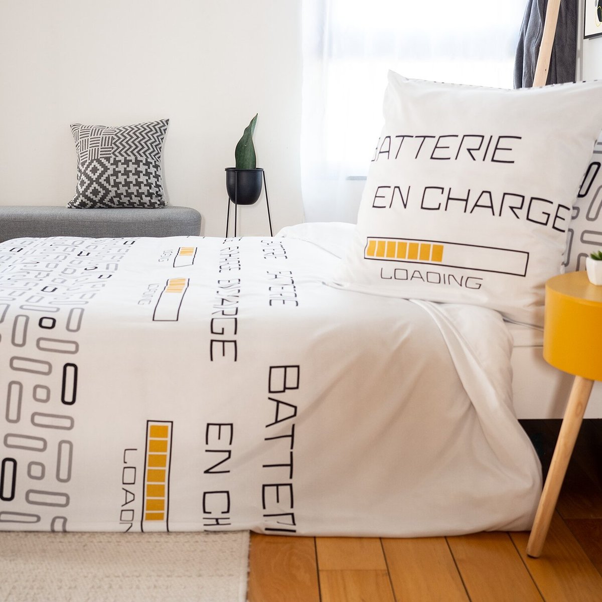 Parure housse de couette microfibre, Loading blanc, C DESIGN HOME TEXTILE