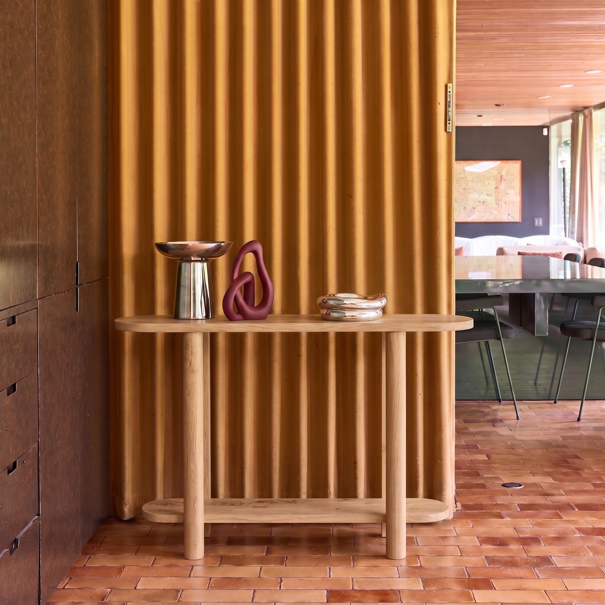 Console ovale bois d'acacia 2 niveaux SANA naturel, SWEEEK
