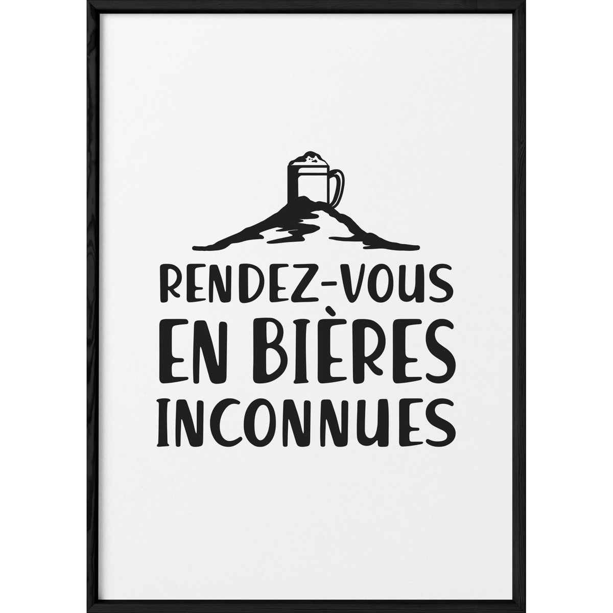 Affiche 'Rendez-vous en bières inconnues' blanc, L'AFFICHERIE