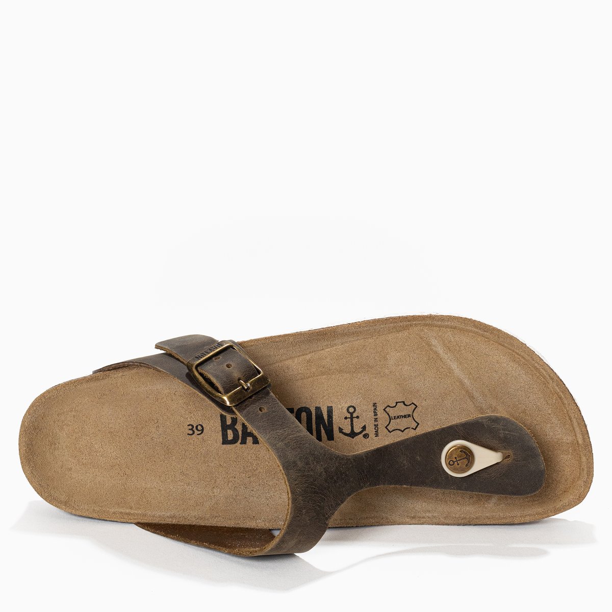 Tongs en cuir MERCURE marron, BAYTON