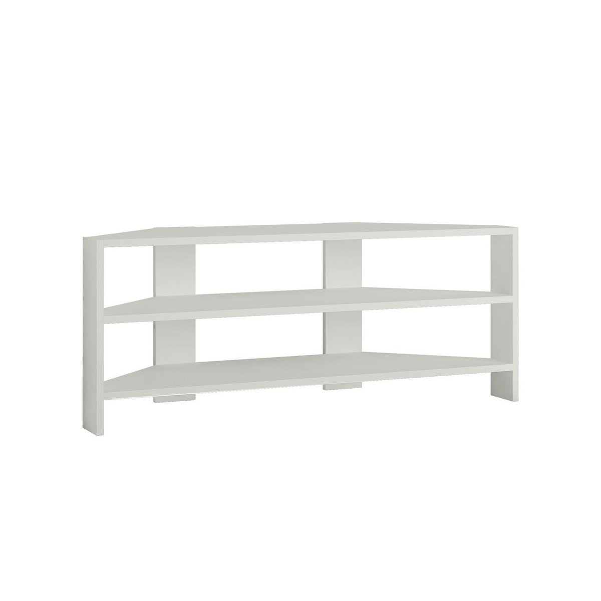 Meuble TV d'angle 3 plateaux ouverts MARFA blanc, PIER IMPORT