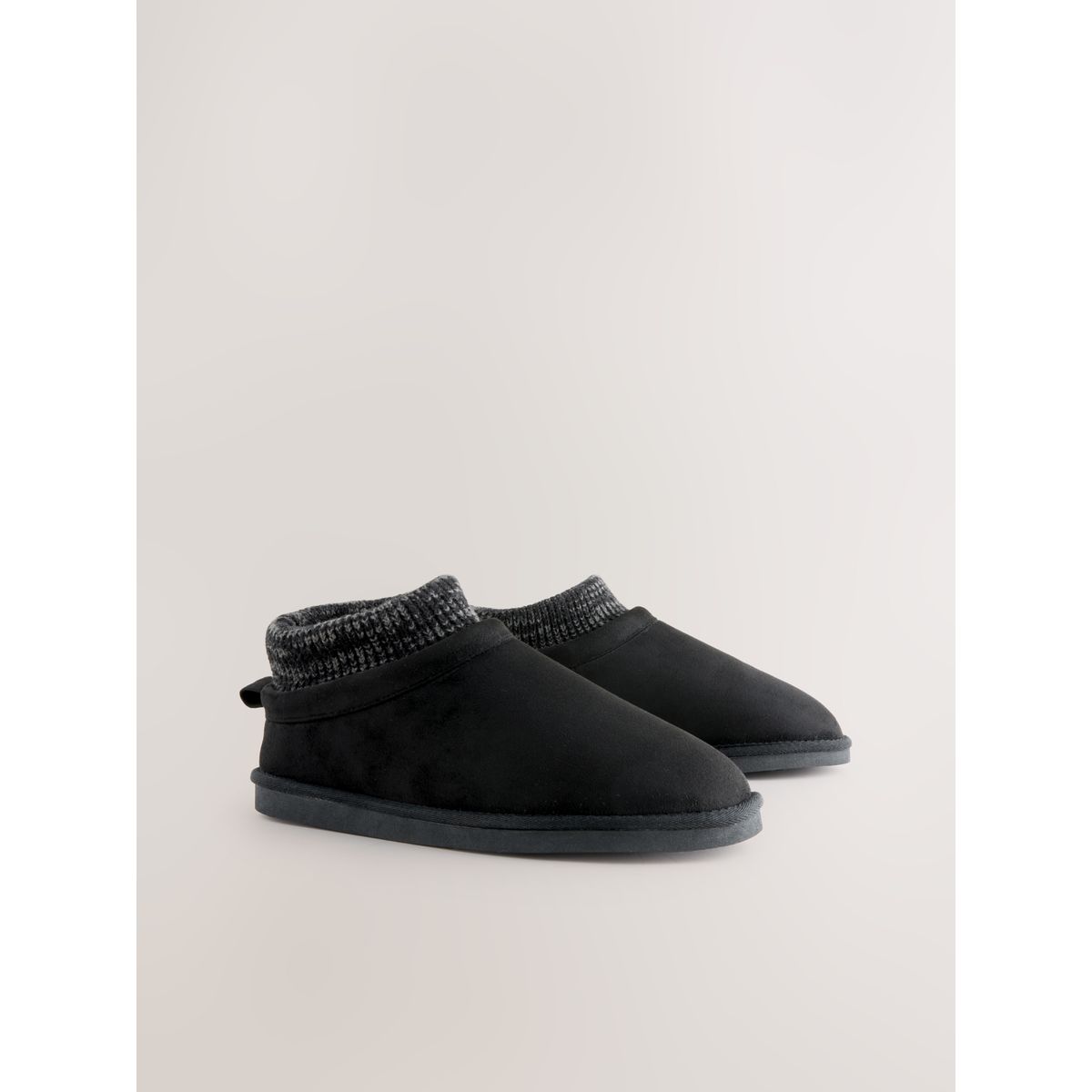 Chaussons bottines avec col en maille noir, NEXT