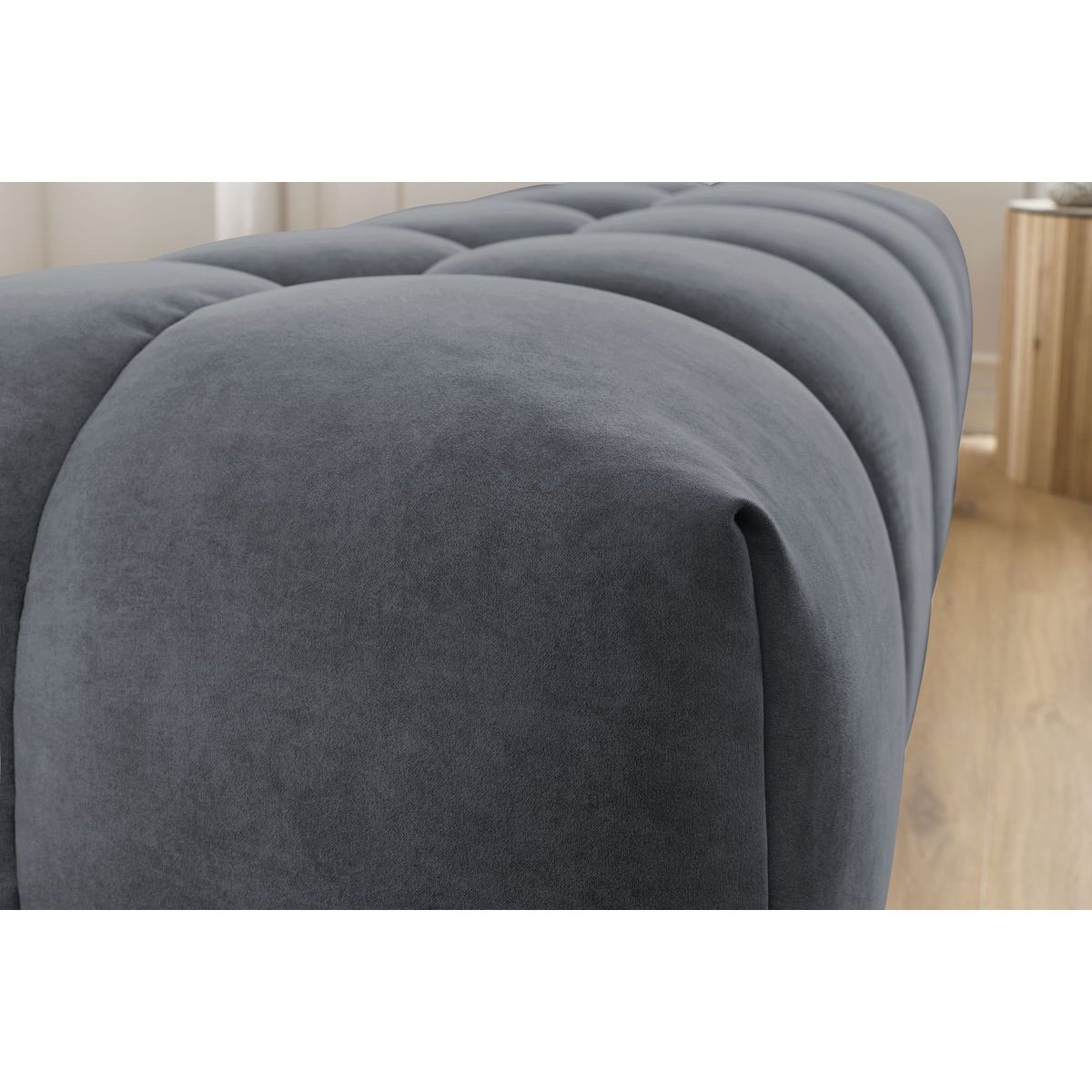 Pouf velours, MONT-BLANC gris foncé, BOBOCHIC