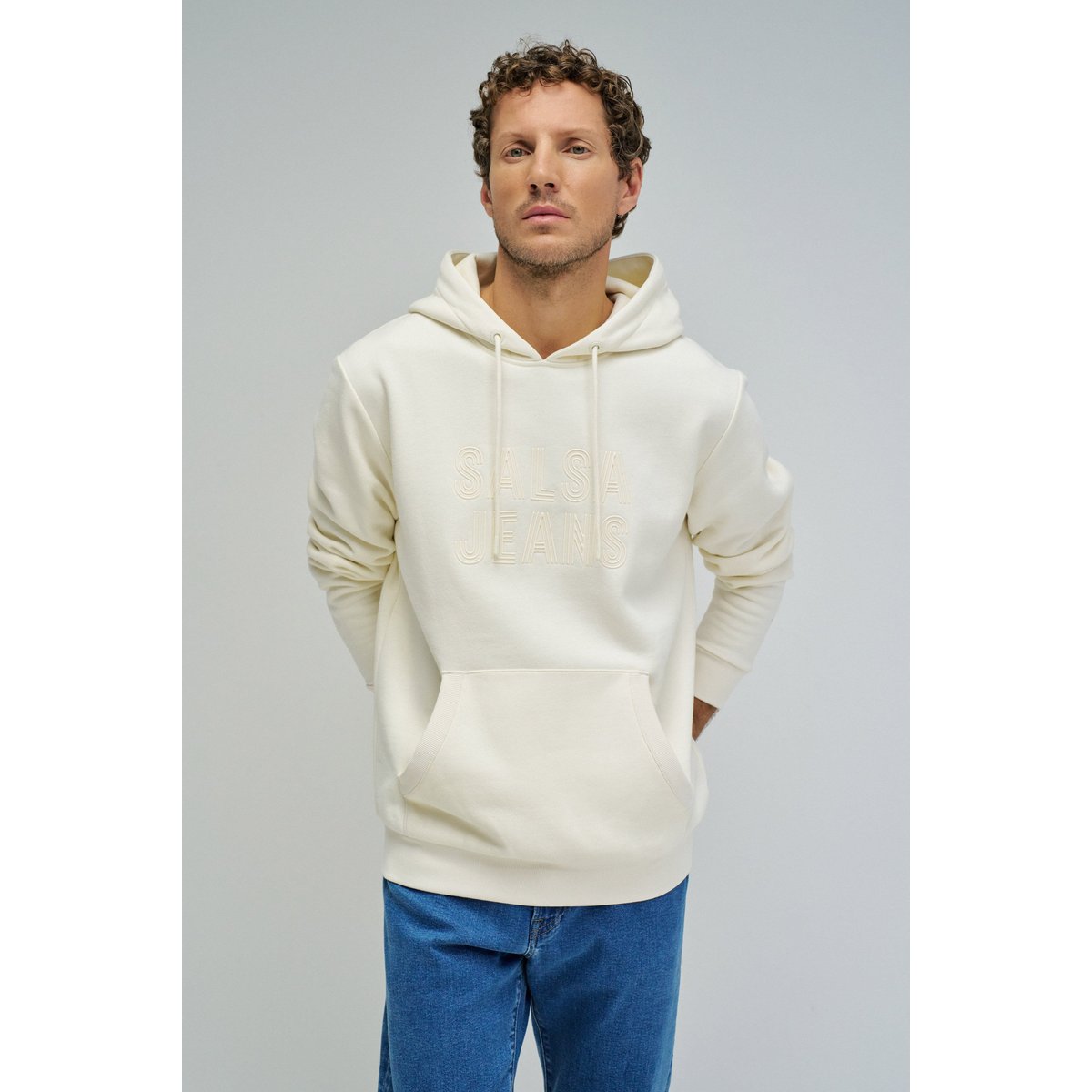 HOODIE AVEC BRANDING blanc, SALSA JEANS