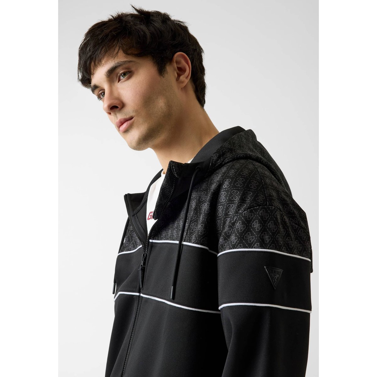 Sweat À Capuche Color Block noir multi, GUESS
