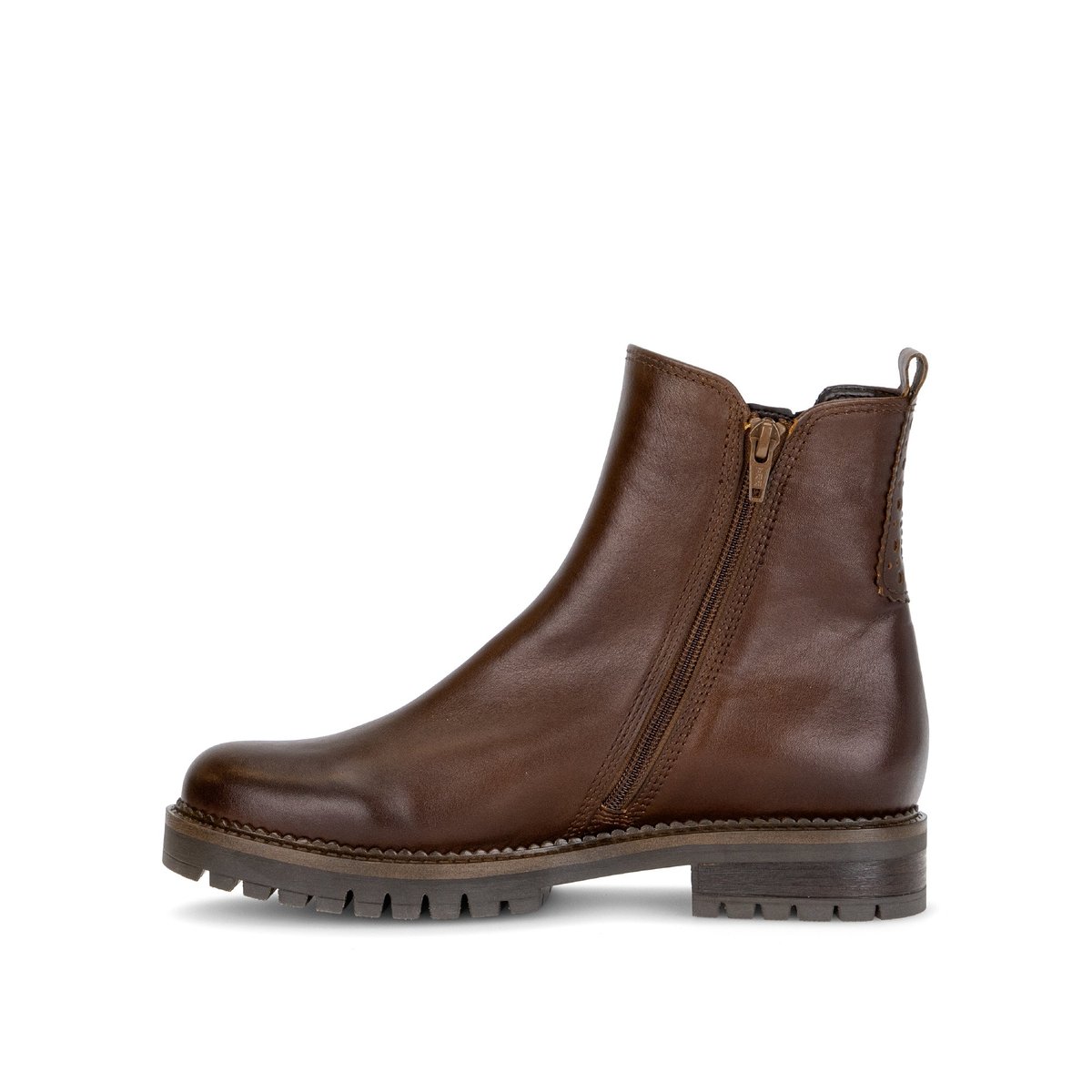 Bottines en cuir lisse à talon décroché cognac, GABOR