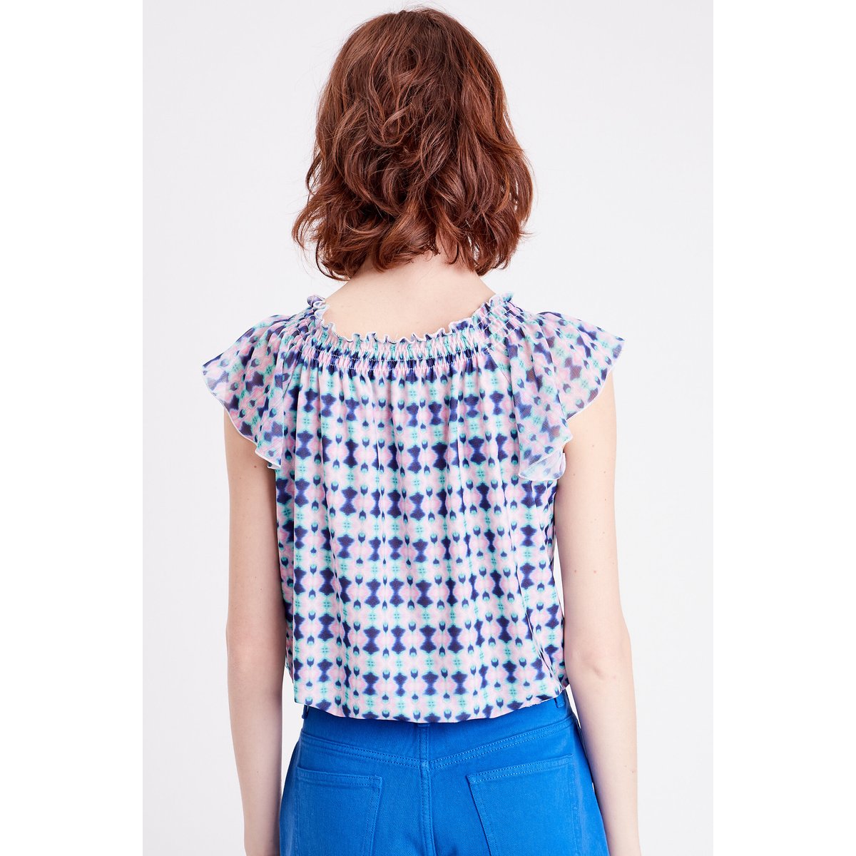 T-shirt manches courtes smocké bleu foncé, CACHE CACHE