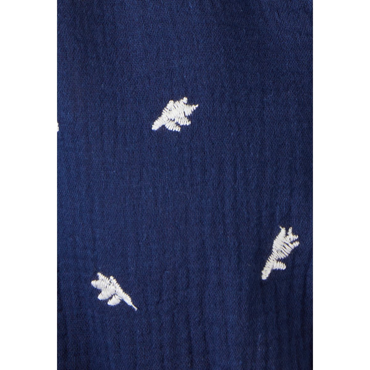 Blouse gaze pur coton brodée bleu marine, DAMART