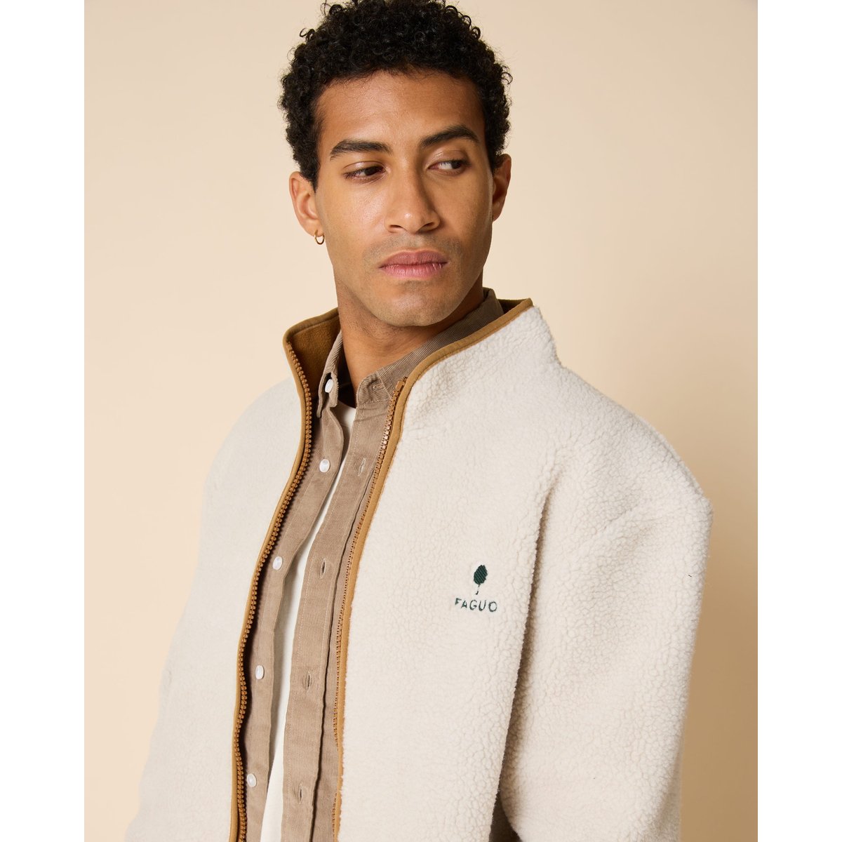 Veste polaire en sherpa beige, FAGUO
