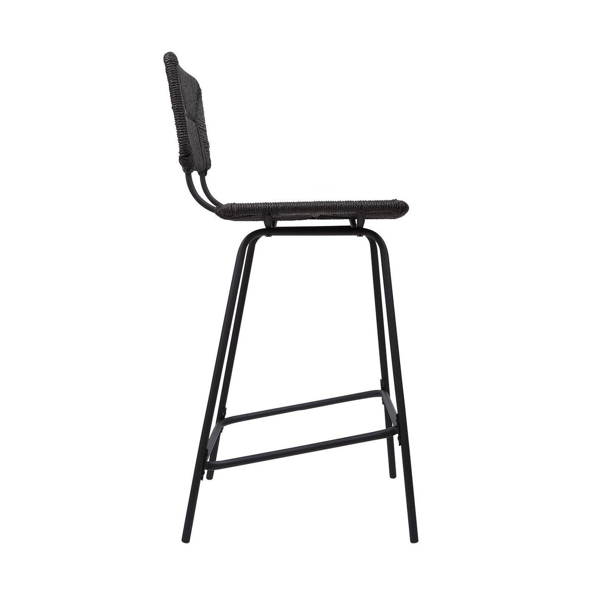 Lot de tabourets d'ilot et bar en métal et assise rotin 65cm NEMA|Lot de 6 | Lot de 6 noir, MOB IN