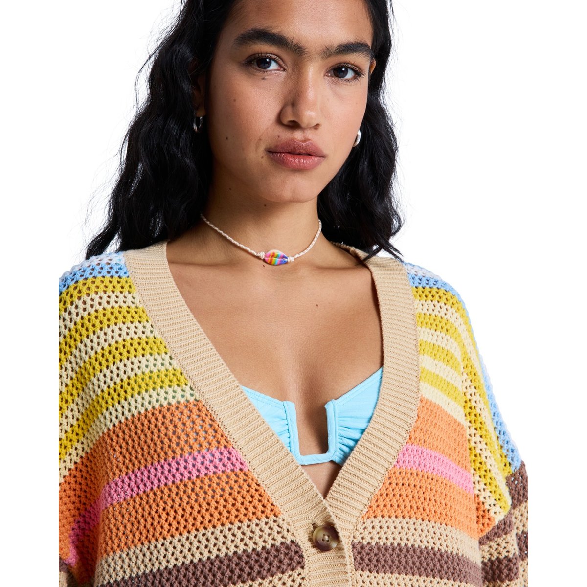 Gilet COSMIC COAST STRIPES. blanc coconut milk horizon prism str, ROXY