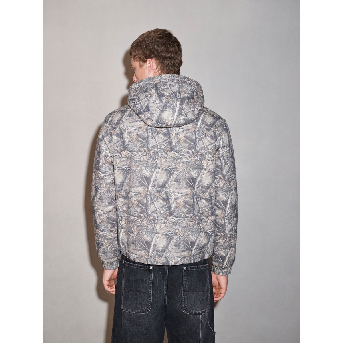 Veste à capuche en toile et peau lainée kaki realtree, NEXT