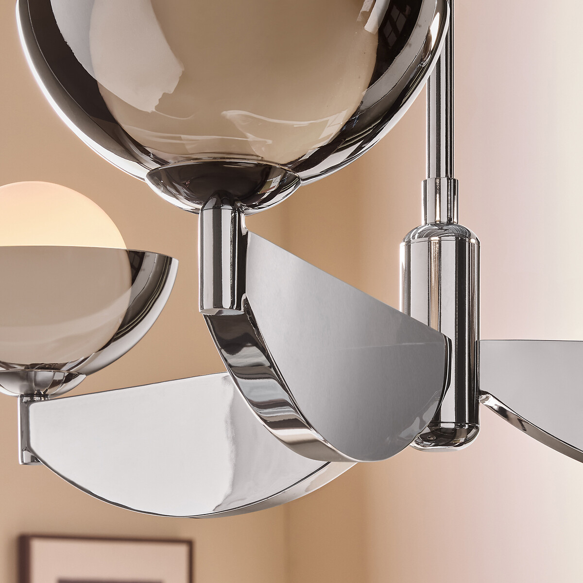 MADE.COM Layla 3-Light Opal Globe Pendant Light chrome, MADE