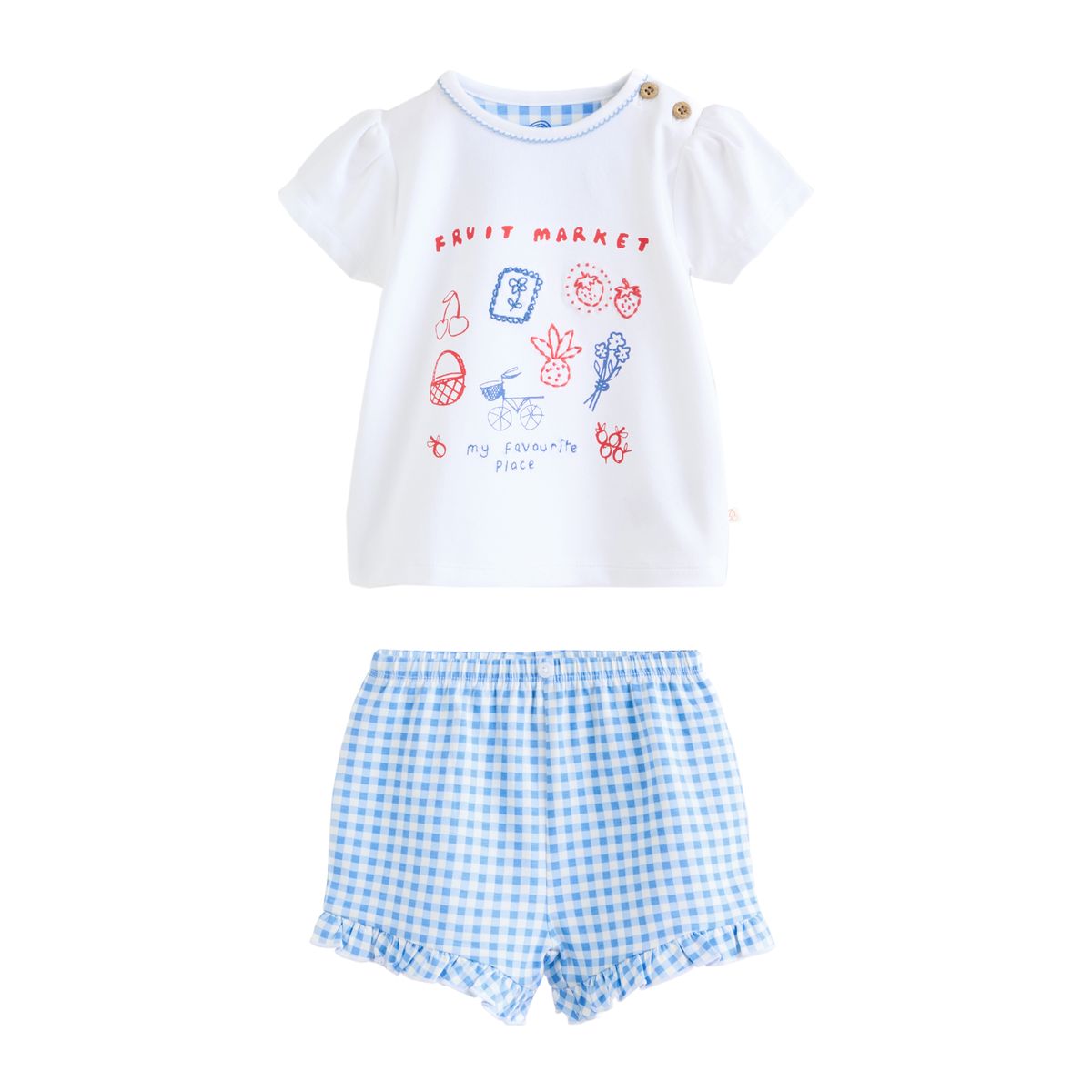 Haut bébé manches courtes et short, 2 pièces pique-nique blanc, NEXT