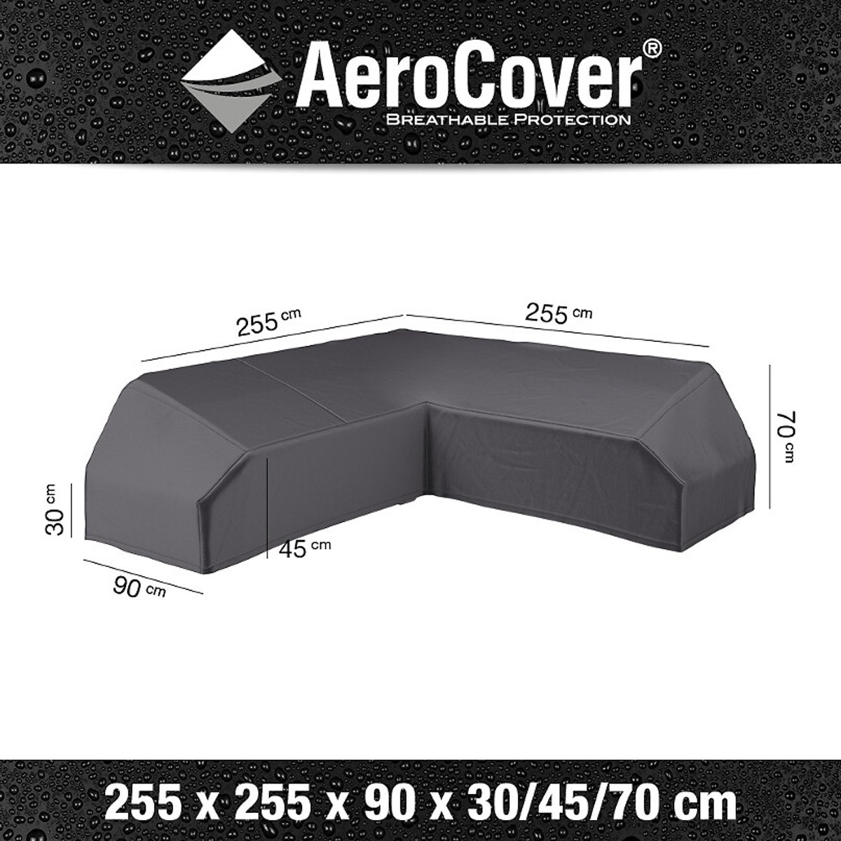 Garden Platform Cover 255x255x90xH30/45/70cm grey, AEROCOVER