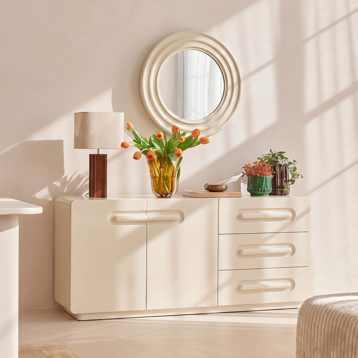 Buffet laqué, 2 portes, 3 tiroirs, NEWCOOL ivoire, LA REDOUTE INTERIEURS