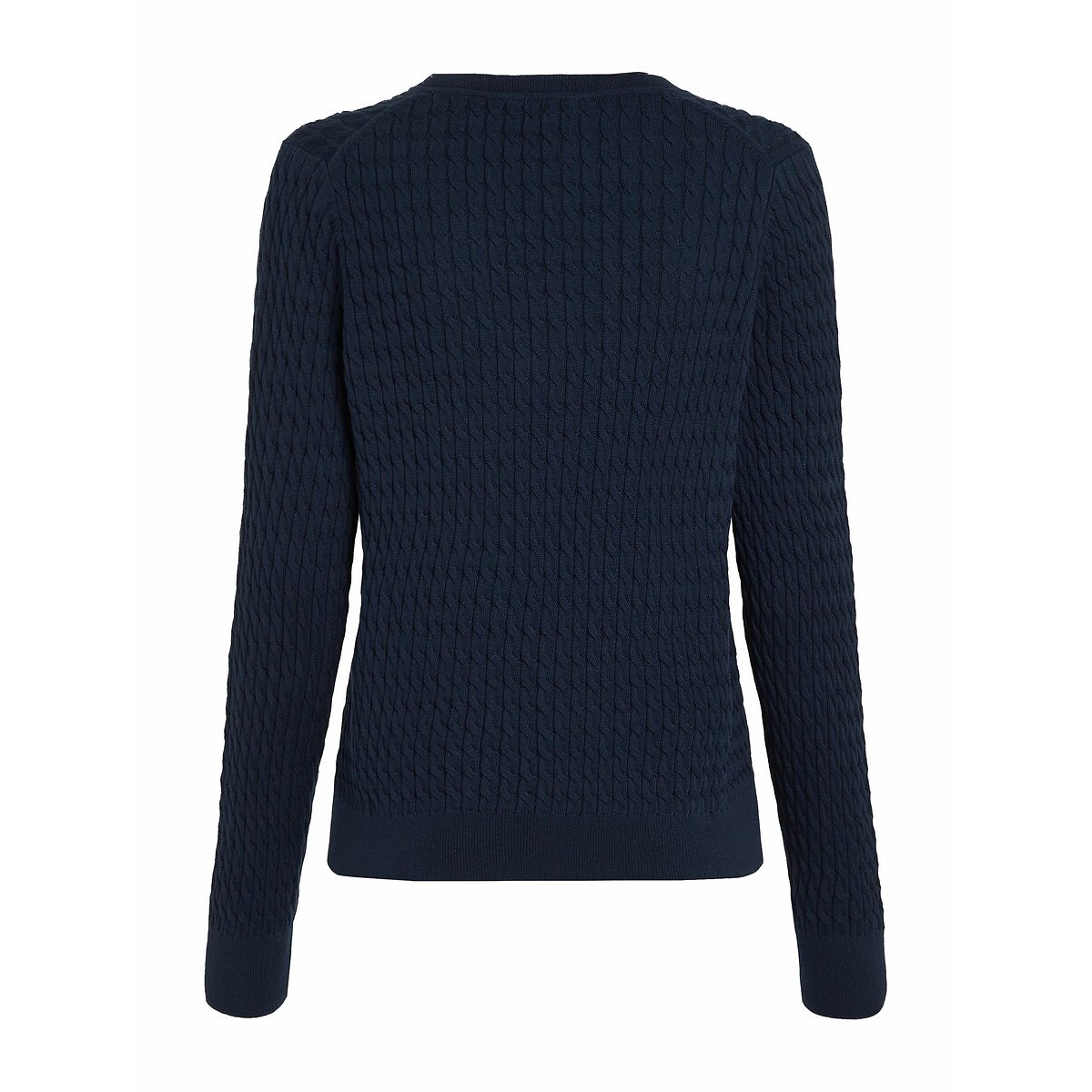 Pull col V maille torsadée marine, TOMMY HILFIGER