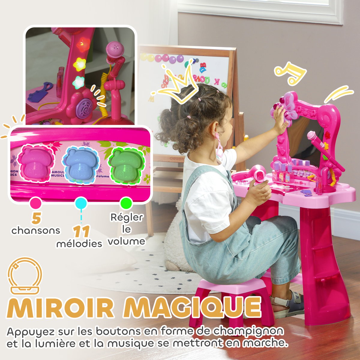Ensemble de jeu « Coiffeuse pour enfants » rose, AIYAPLAY